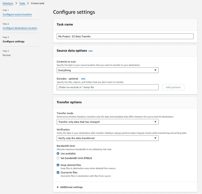 DataSync Task Creation