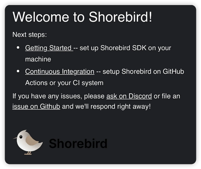 Shorebird welcome letter